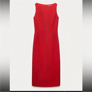 Zara Vibrant Red Midi Dress